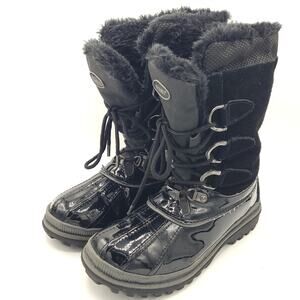 Khombu Quechee Stingray Low Black Leather Winter Boot Womens size 7